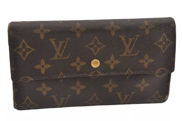 Auth Louis Vuitton Monogram Porte Tresor International M61215 Long Wallet  103378