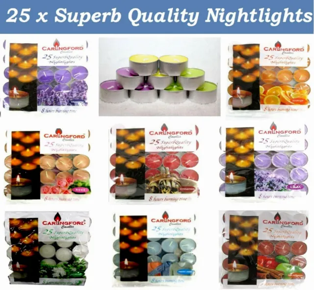 SCENTED TEA LIGHTS CANDLES TEALIGHTS 6-8 HRS BURNING TIME SUPERB QUALITY 20/25pc