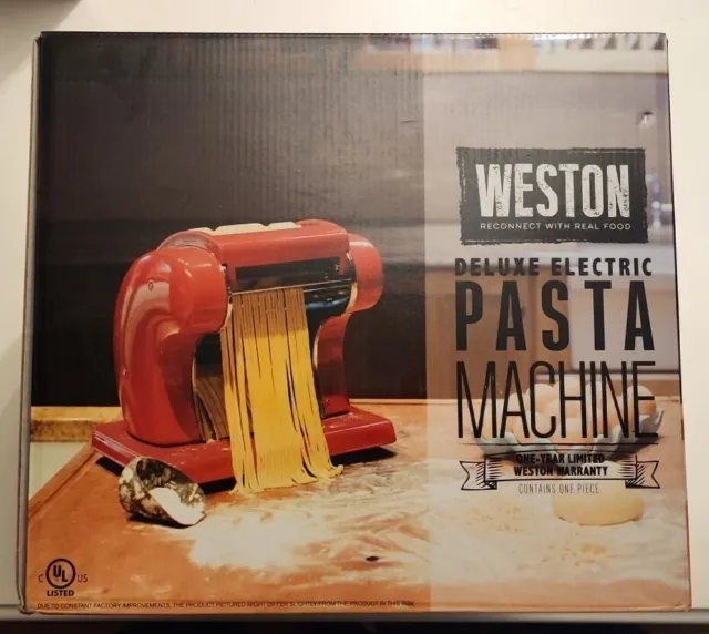 ¡NUEVO! ¡Sellado de fábrica!  Máquina de pasta eléctrica de lujo Weston 01-0601-W - roja