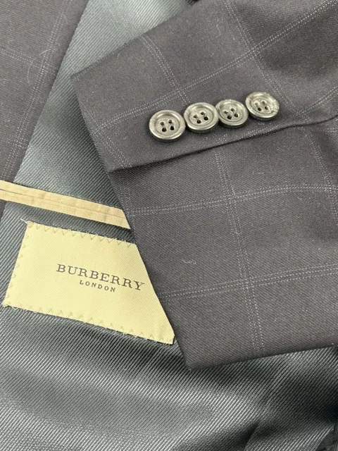 Burberry London Bond Street Sport Coat Mens  Blazer Size 46.R Navy Blue Check