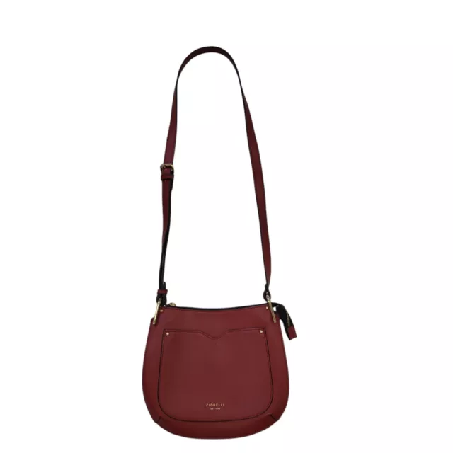 Fiorelli Red Leather Shoulder Saddle Bag Uk Women's 9.5" x 8.5"