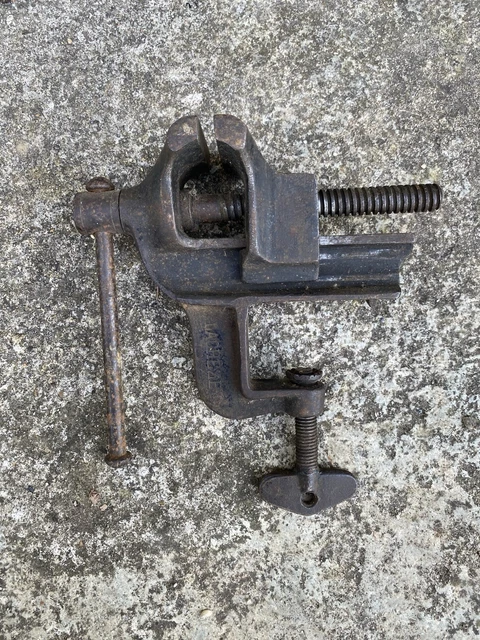 Ancien étau D'atelier En Fonte – À Fixer Sur Bord De Table (ép. Max 3,5 Cm)