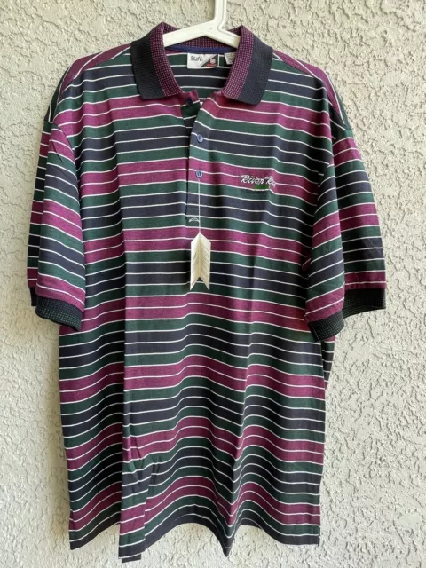 VTG Staff by Wilson Mens Short Sleeve Golf Striped Polo Shirt Size L #1572 NWT