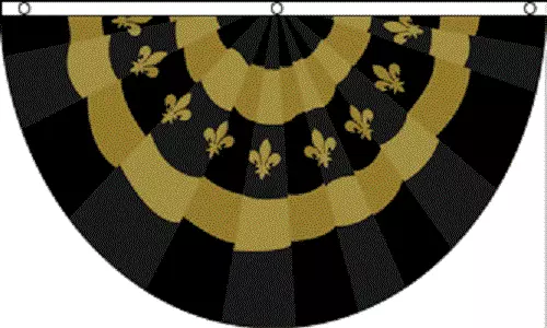 Fleur De Lis Oro Negro Banderines 0.9x1.5m Nuevo Orleans Mardi Gras Santos Party