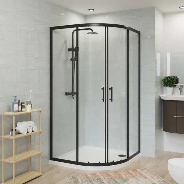 MATTE BLACK QUADRANT Shower Enclosure Walk In Corner Cubicle Glass