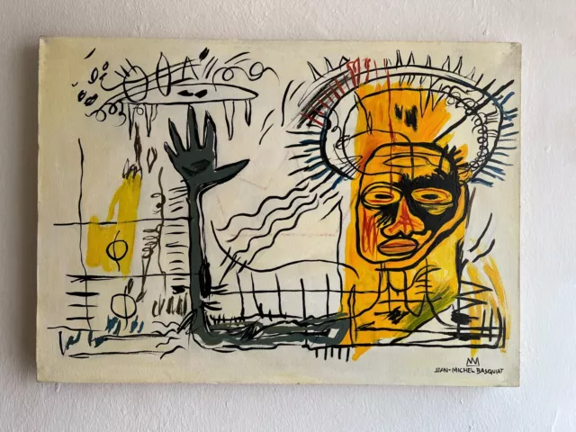 Jean-Michel Basquiat (Handmade) Acrylic Painting on canvas signed & stamped