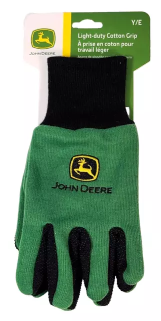 New John Deere Light Duty Cotton Grip Youth Kids Chore Gardening Gloves Dot Palm