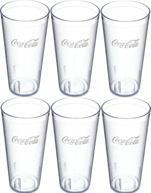 New (6) Coke Coca Cola Restaurant Clear Plastic Tumblers Cups 16 oz Carlisle