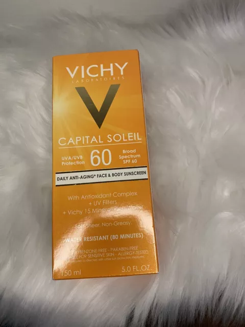 Loción protector solar transparente suave Vichy Capital Soleil FPS 60 150 ml/5 fl oz Nueva
