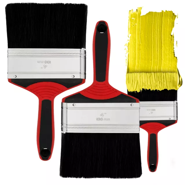 2x 4 Inch Paint Brush 4" Brushes Wall Fence Decorating Painting Professional Set