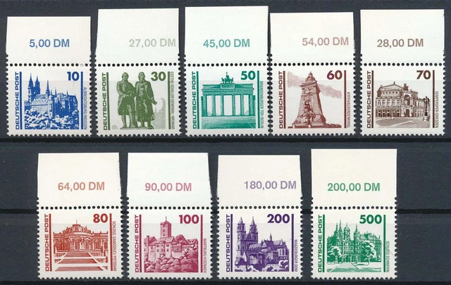 DDR Nr. 3344-3352 postfrisch Oberrand Bauwerke + Denkmäler 1990 #201796