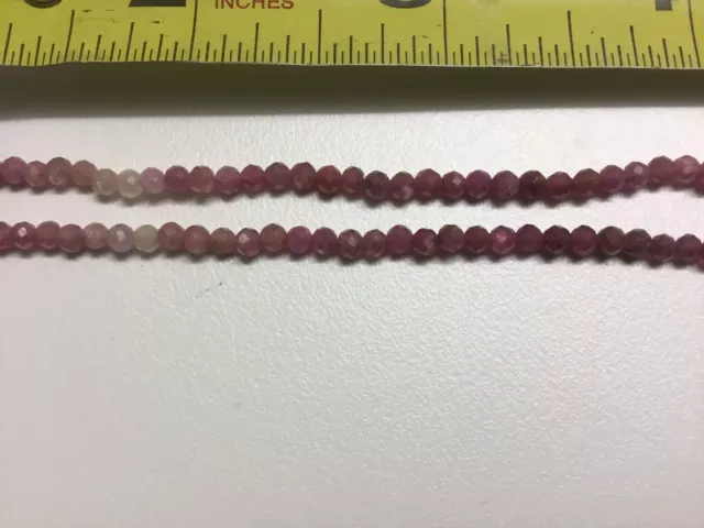 Natural ,shaded ruby ,pink sapphire beads [H] Faceted round 3mm, 13 inch  {B}