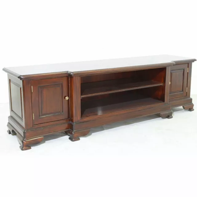 Solid Mahogany Wood 2 Door Large TV Cabinet With Shelves Antique Colonial Style