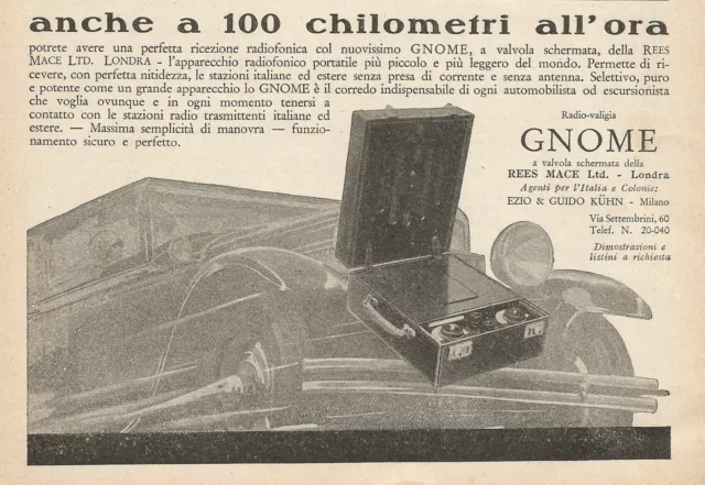 Z0543 Radio Maleta En Válvulas Pantallas Gnome - Publicidad De 1930