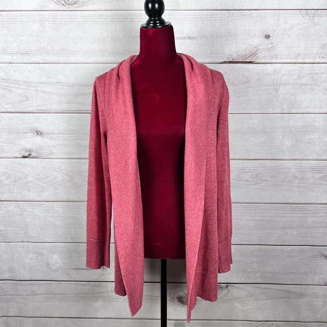 Eileen Fisher Womens Wool Alpaca Blend Knit Cardigan Red Open Front Draped Sz M