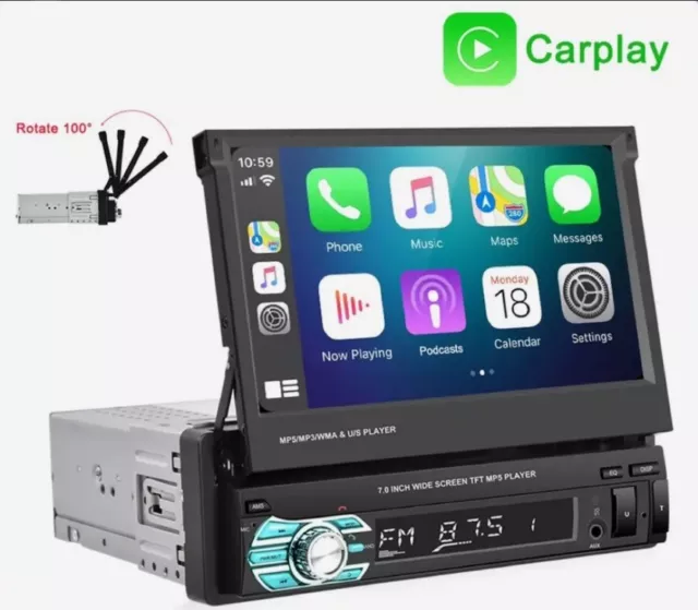 Autoradio Carplay 1 Din, 7 en effet, Android Auto Mirrorexhaus , Radio Stéréo