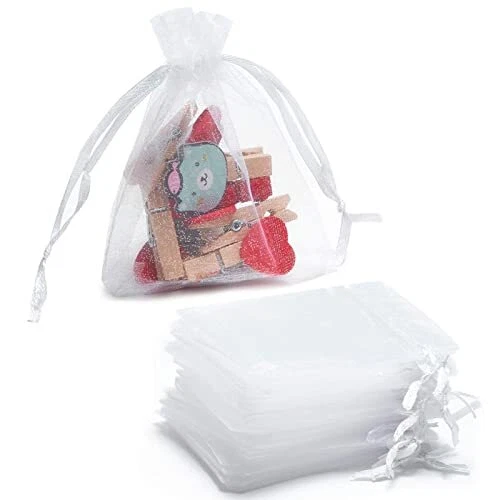 100pcs 3x4 Inch Sheer Organza Bags for Party Festival Wedding Favor Bags with