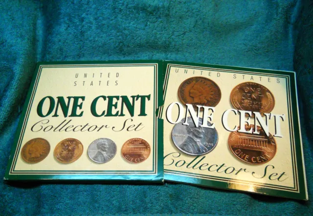 United States One Cent Collector Set with Four Vintage Coins. Beautiful