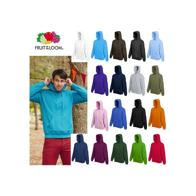 Felpa Uomo Felpata Con Cappuccio Tasche A Marsupio Fr622080 Cotone