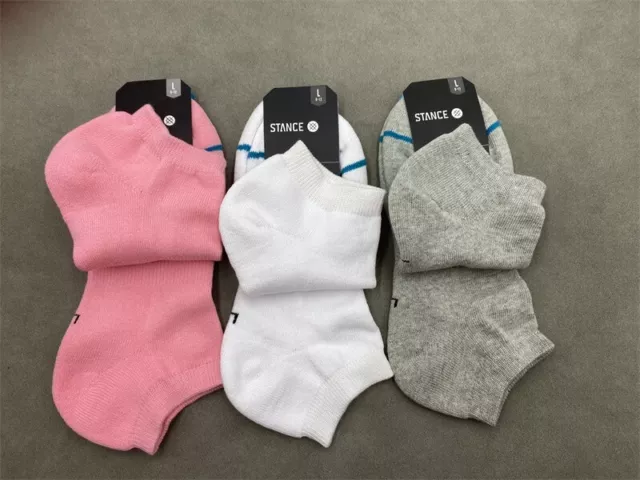 Stance mens/Women's Ankle Socks White/Grey /Pink 3 Pairs Large New With Tags 3