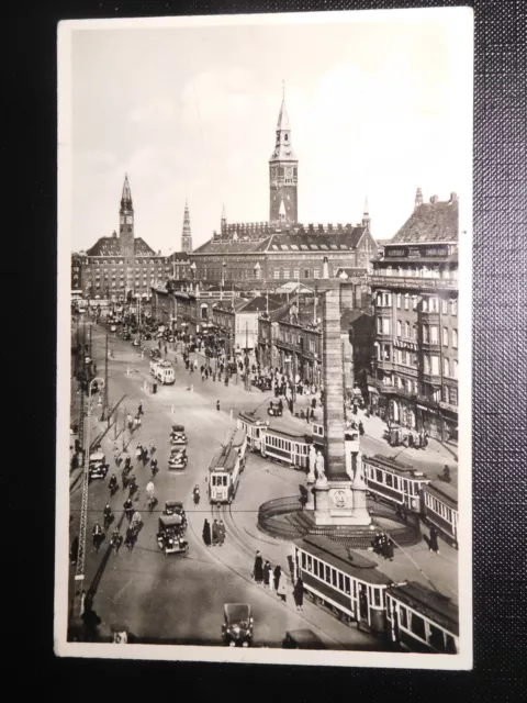 Kopenhagen Kobenhavn Dänemark Rathaus Strassenbahn Autos Echtfoto-AK von 1939