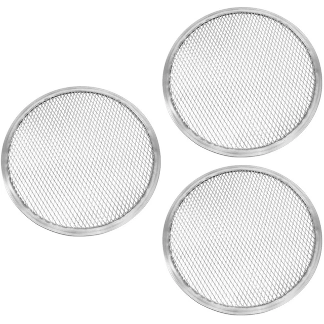 Paquete de 3 sartenes redondos marco de pantalla rejilla redonda pantalla de pizza malla redonda