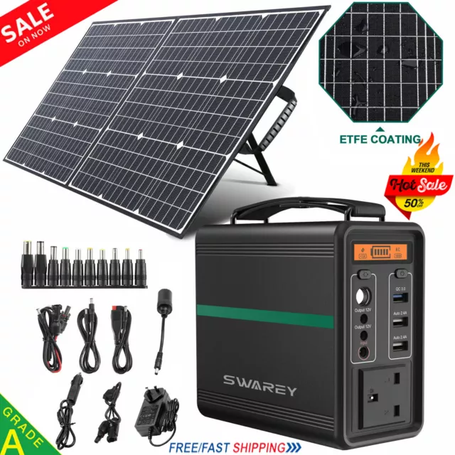 166Wh Portable Power Station Solar Generator Supply W/ 100W Foldable Solar Panel