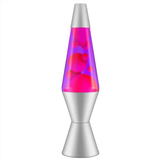 Lava Lamp 14.5 Inch Tall Classic Silver Base Pink Lava Purple Liquid 3