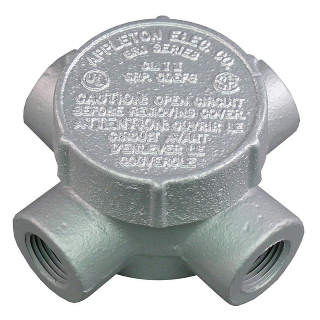 APPLETON ELECTRIC GRJX50 Conduit Outlet Body,Iron,Trd Sz 1/2in