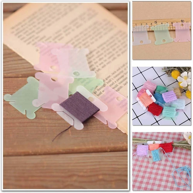 300 Cartes Bobines Fil à Coudre Transparentes - Pour Ranger Fils Restants, Broderie, Couture - Avec 12 Aiguilles