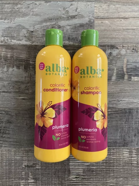 Alba Botanica Colorific Plumeria Shampoo & Conditioner 12 oz each Set NEW