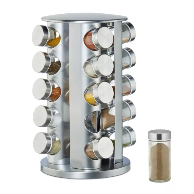 Portaspezie 20 barattoli organizer girevole in acciaio inox set di spargispezie