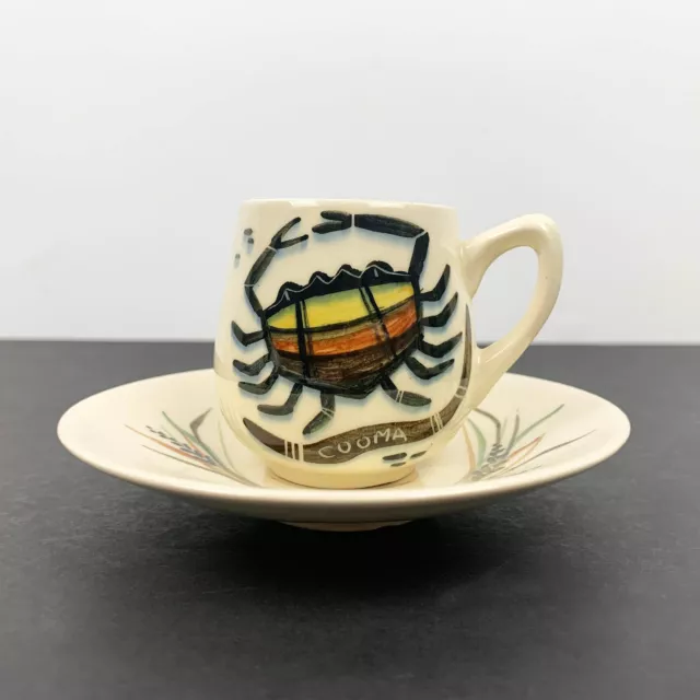 Studio Anna Australia souvenir collectible Cooma crab small cup & saucer 1960s