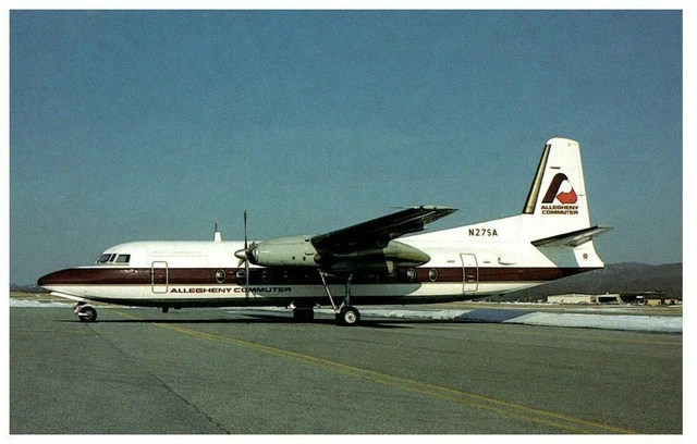 Allegheny Commuter Suburban Airlines Fokker F27-500 Airplane Postcard