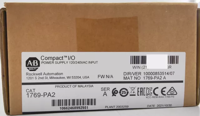 Allen-Bradley 1769-PA2 CompactLogix AC Power Supply Factory Sealed NEW