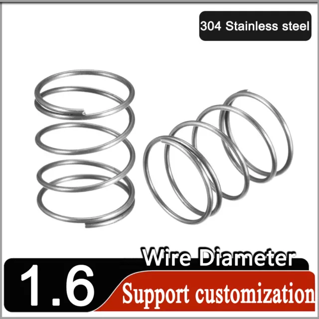 Stainless Compression Spring 1.6mm Wire Diameter Coil Springs / All Lengths & OD