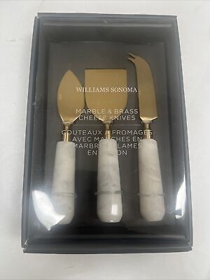 Nuevos cuchillos de queso de mármol y latón, conjunto de 3