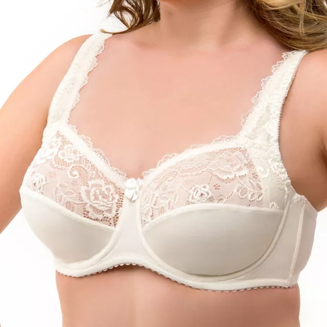 Underwire Full Coverage Bra Wide Strap Soft Unlined Cup Plus Size 34-48C-G  H I J 
