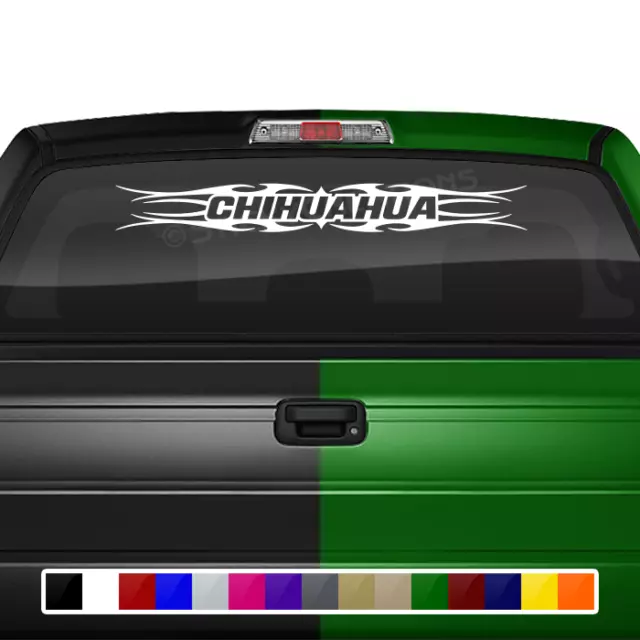 Design #113 CHIHUAHUA Decal Sticker Windshield Window Graphic Tribal Flame Car