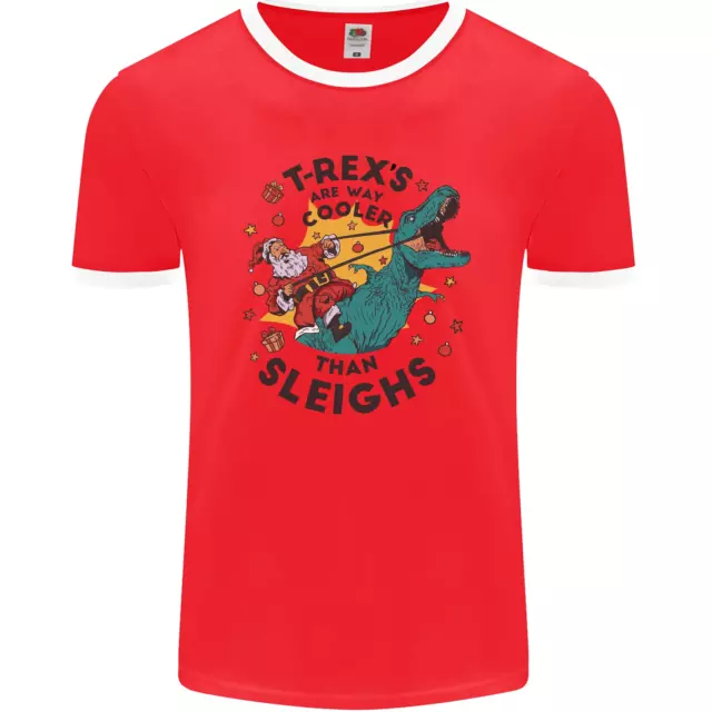 T-Rex Cooler than Sleighs T-shirt da uomo divertente Natale fotoL