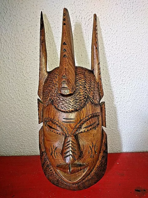 Ancien Tres Beau Masque Art Africain Baoule 1970-1980 En Bois