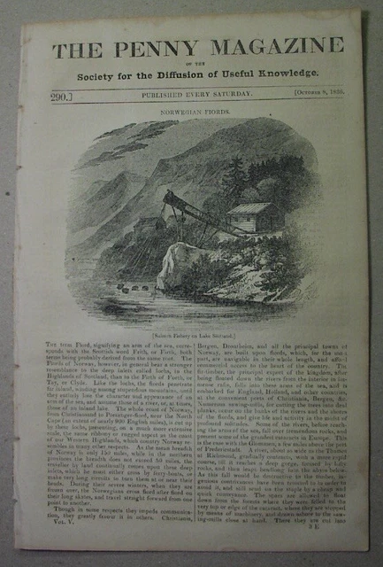 1836 penny magazine: NORWAY FJORDS; Winchelsea Sussex; trapping FOXES; Sostrand