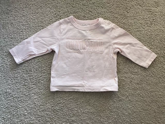 Country Road Logo Long Sleeve Shirt Size 00 3-6 Months Pink In GUC