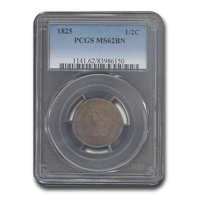 1825 Half Cent MS-62 PCGS (Brown) - SKU#282082