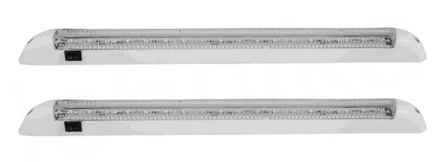 2x 18 LED DRL DAY INTERIOR BAR LIGHT TUBE BAR LAMP TRUCK LORRY WHITE 24V 400mm