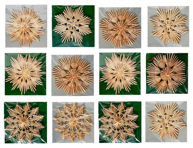 12 Strohsterne Weihnachtsanhänger Weihnachten Christbaumschmuck Anhänger Gross