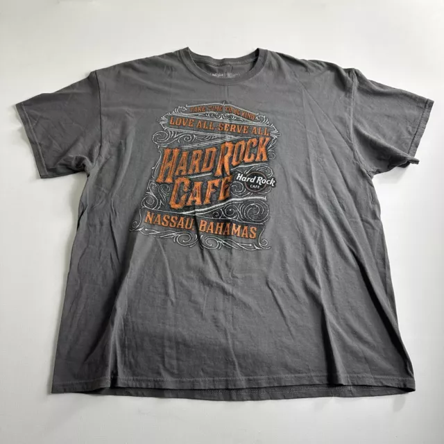 Hard Rock Cafe￼￼ Nassau￼ Bahamas Men Graphic T-Shirt 2XL Gray Love All Serve All