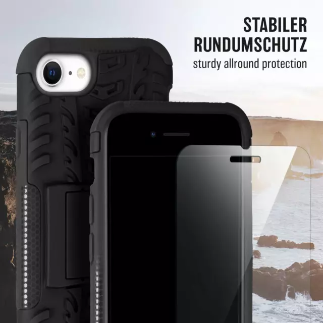 Handy Hülle für Apple iPhone SE (2020/2022) Panzer Case Cover mit Schutz Glas 2