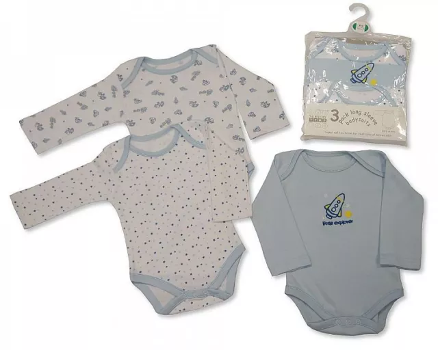 Baby Boys Girls 2 Pack Nursery Time Sleepsuits Babygrows 3 Pack Bodysuits Vests