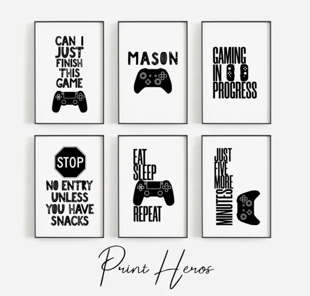 Gaming Prints for Game Room Boys Gamer Poster Games Room Wall Art PlayStation